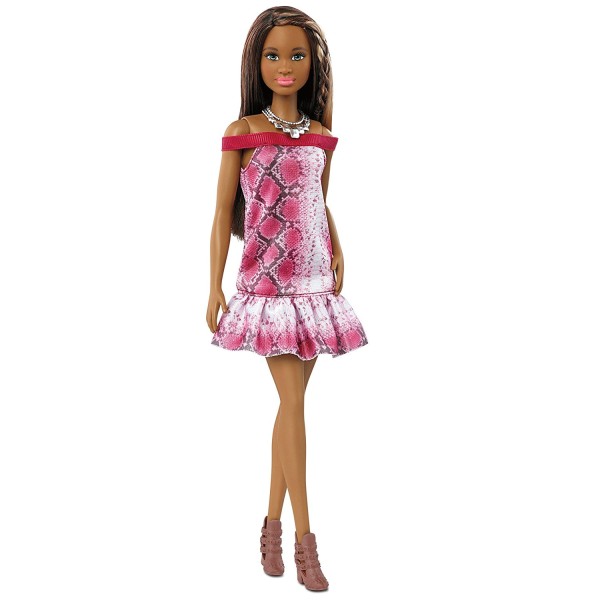 Poupée Barbie fashionistas : Robe rose imprimé python - Mattel-FBR37-FGV00