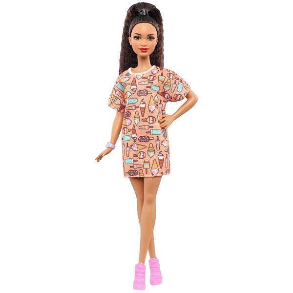 Poupée Barbie fashionistas : Robe tee-shirt - Mattel-FBR37-DVX78