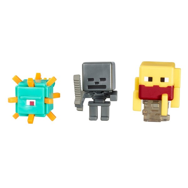 Figurine Minecraft : 3 mini figurines : Blaze, Wither Squelette, Gardien - Mattel-CGX24-CKH41