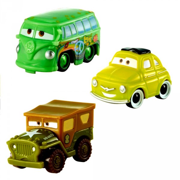 Micro véhicules Cars : Pack de 3 : Luigi, Fillmore et Sergent - Mattel-W7160-Y1123