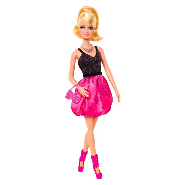 Poupée Barbie Fashionistas : Jupe rose et haut noir - Mattel-BCN36-BCN37