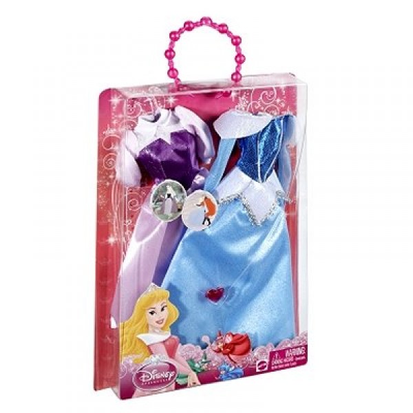 Vêtements pour poupée Princesses Disney : Robes paillettes Belle au Bois dormant - Mattel-T7232-T7234