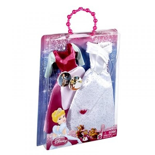 Vêtements pour poupée Princesses Disney : Robes paillettes Cendrillon - Mattel-T7232-T7233