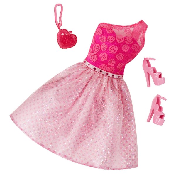 Vêtements pour poupée Barbie : Tenue de soirée : Robe rose et fuchsia - Mattel-CFX92-CLR32