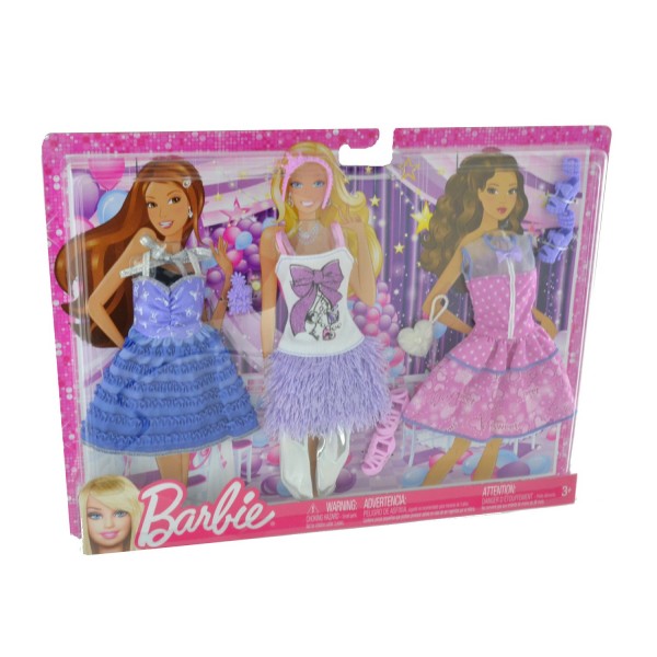 Vêtements pour poupée Barbie 3 Tenues de loisirs Fashionistas : Pour aller danser - Mattel-N8322-Y7095