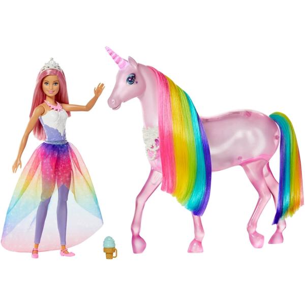 Poupée Barbie Dreamtopia : Princesse et licorne lumières magiques - Mattel-FXT26