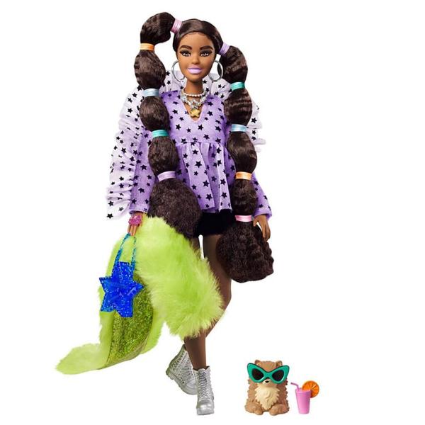 Barbie Extra Doll: Brunette with pigtails and elastics - Mattel-GXF10