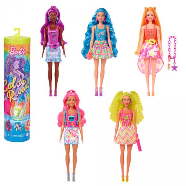 Poupée Barbie : Color Reveal série fluo (modèle surprise) - Mattel-HCC67