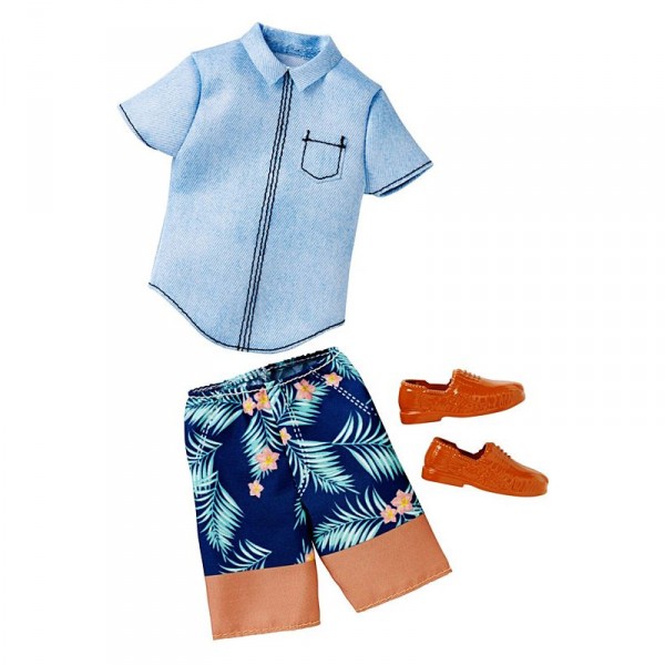 Vêtements pour poupée Ken : Tenue : Chemise et short hawaïen - Mattel-CFY02-DWG76