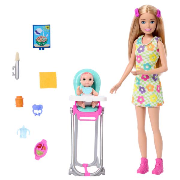 Coffret Barbie :  Babysitter Repas bébé  - Mattel-HTK35