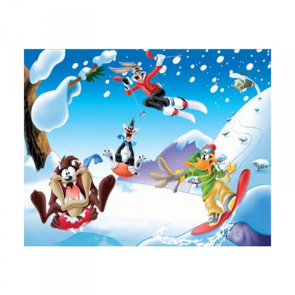 Puzzle 100 pièces : Looney Tunes, une journée à la neige - MB-39714-39715