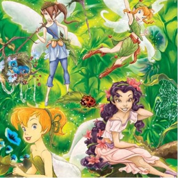 Puzzle 100 pièces - Disney Fairies : Les 4 Fées et la coccinelle - MB-09902