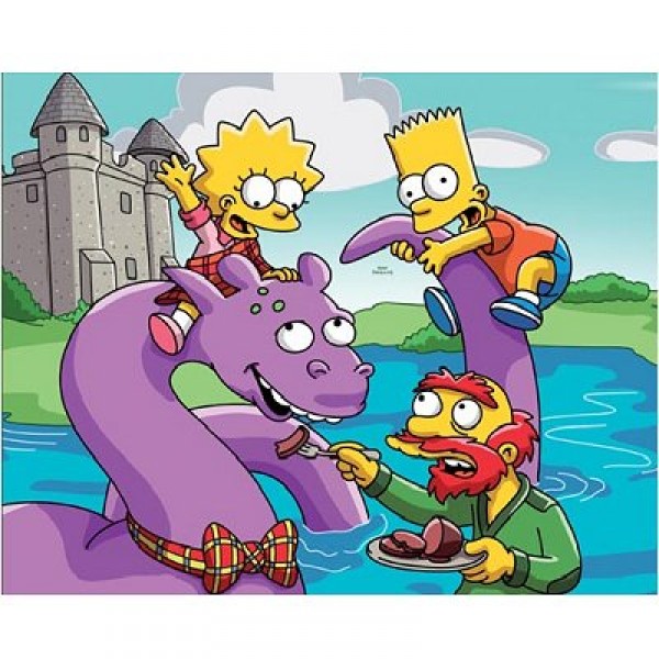 Puzzle 100 pièces - Les Simpsons : Loch Ness - MB-07039