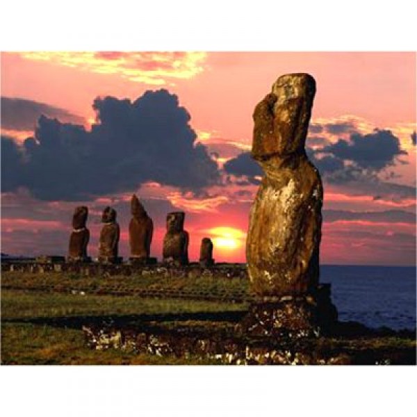 Puzzle 1000 pièces - Géo : Moai de l'île de Pâques, Chili - MB-05659-35780
