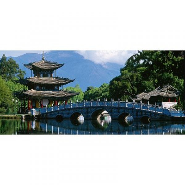 Puzzle 1000 pièces panoramique - Géo : Parc de l'étang du dragon noir, Chine - Hasbro-05663