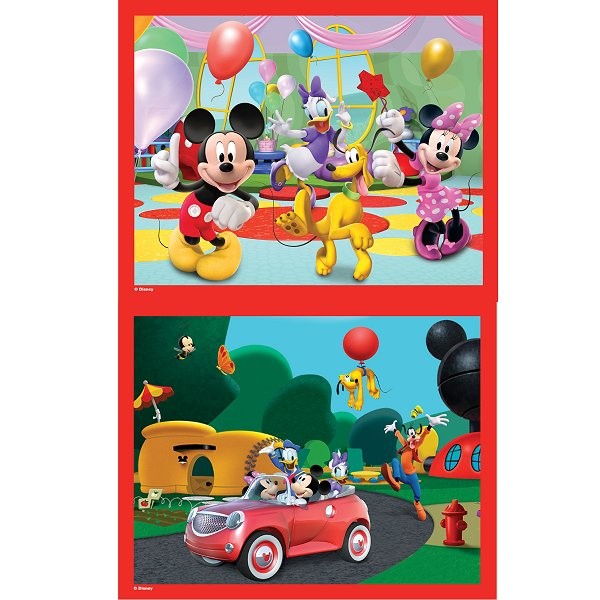 Puzzle 2 x 25 pièces - Mickey : L'anniversaire de Mickey et Sur la route - MB-32646-32642