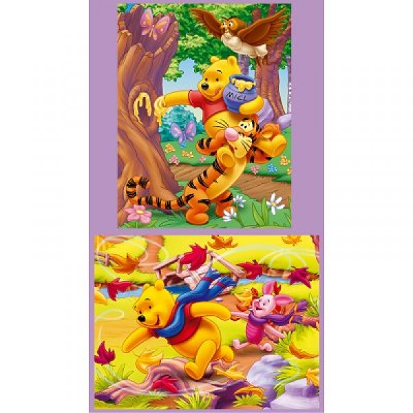 Puzzle 2 x 25 pièces - Winnie l'ourson : La tempête et le miel - MB-09243