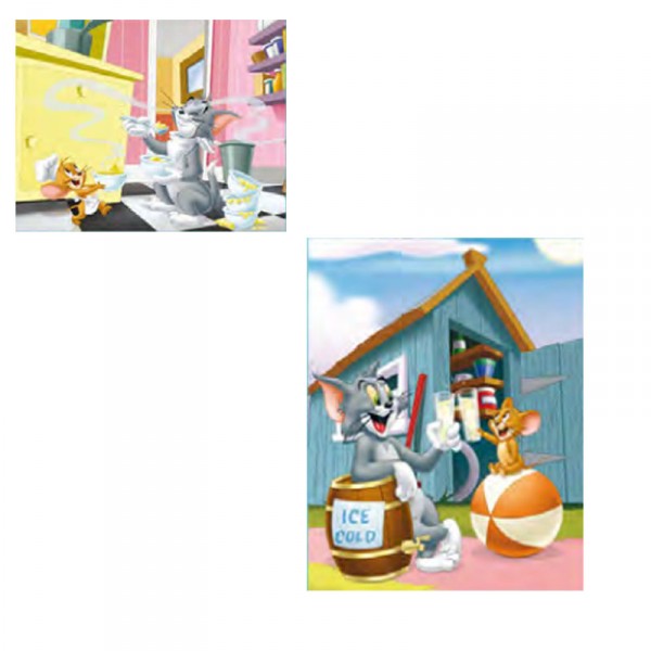 Puzzle 2 x 35 pièces : Tom et Jerry, A table et à l'amitié - MB-A7660-A7662