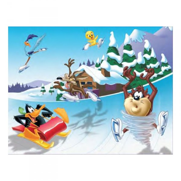 Puzzle 45 pièces : Looney Tunes, sur des patins - MB-39709-39711