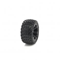 Tyre set pre-mounted "Dirt Crusher 2.8"  , Black rims fits Front RUSTLER/VXL, STAMPEDE/VXL, Rear JAT