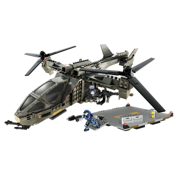 Véhicule et figurines à assembler : Halo : Unsc Falcon with landing pad - Megabloks-96940