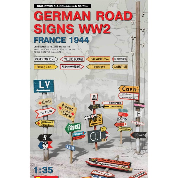 Accesorios para dioramas: señales de tráfico alemanas (Francia 1944) - MiniArt-35600