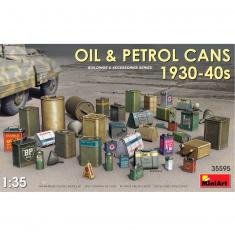 Accessoires de dioramas : Bidons d'essence et d'huile 1930-40s