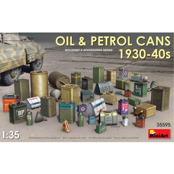 Accesorios para dioramas: bidones de gasolina y aceite 1930-40 - MiniArt-35595