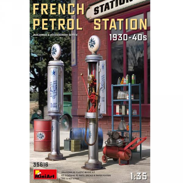 Diorama accessories: French service station 1930-40  - Miniart-35616