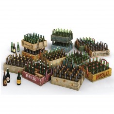 Mock up beer bottles and wooden cases