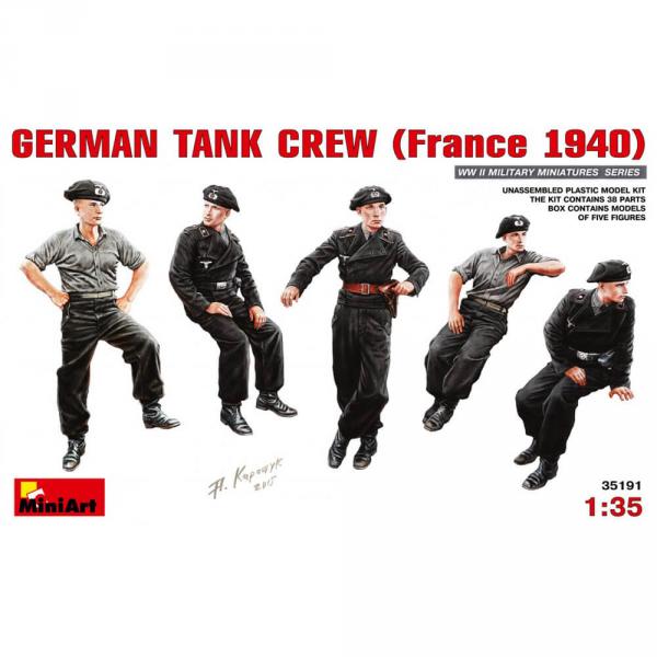 Figuras militares: tripulación de tanques alemanes (Francia 1940) - Miniart-35191