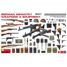 Accesorios militares: armas y equipo de infantería alemana