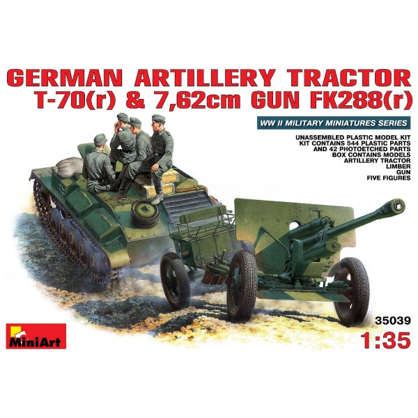 Maquette Char : Tracteur d'artillerie allemand T-70(r) et Canon anti char 7.62 cm FK288(r) - MiniArt-35039