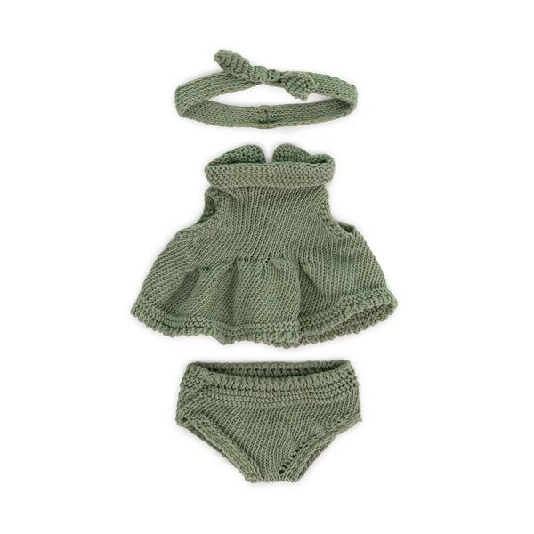 Ensemble tricoté - robe et bandeau pour poupées 21cm - Miniland-8231683