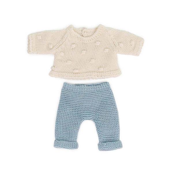 Knitted set - jumper and trousers for 21cm dolls - Miniland-8231686