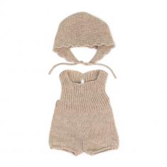 Knitted set - romper and bonnet for 38cm dolls