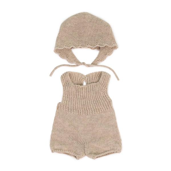 Knitted set - romper and bonnet for 38cm dolls - Miniland-8231688