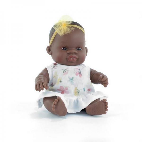 ML Poupées: POUPÉE BÉBÉ FILLE AFRICAINE HABILLÉES 21cm - Miniland-8233003