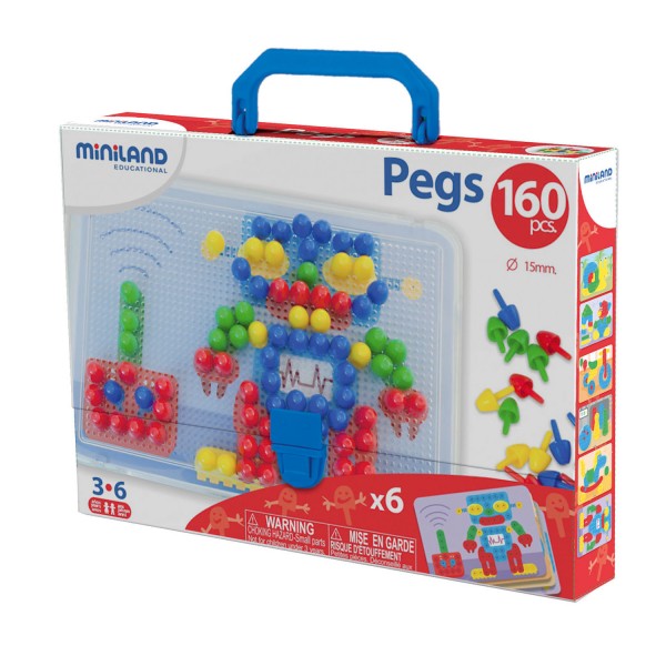 Jeu de mosaïques : Pegs (160 pièces) - Miniland-8231805