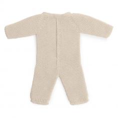 Leinenfarbener Strickpyjama für 38cm große Puppen