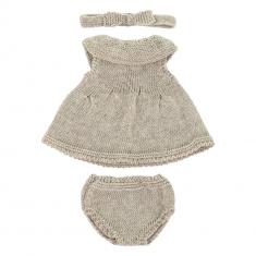 SET of LINEN-COLOUR KNITTED CLOTHES for 32cm dolls