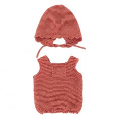 ENSEMBLE de VÊTEMENTS TRICOTÉ rouge corail pour poupées de 32cm