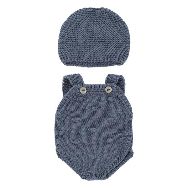 ENSEMBLE de VÊTEMENTS TRICOTÉ gris-bleu pour poupées de 32cm - Miniland-8231655