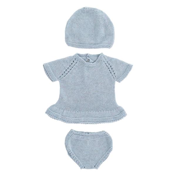 ENSEMBLE de VÊTEMENTS TRICOTÉ gris-bleu pour poupées de 40cm - Miniland-8231657