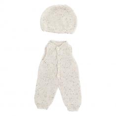 Set of ecru knitted clothes for 40cm dolls