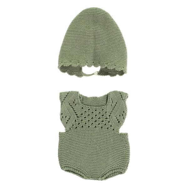 ENSEMBLE de VÊTEMENTS TRICOTÉ vert pour poupées de 40cm - Miniland-8231660