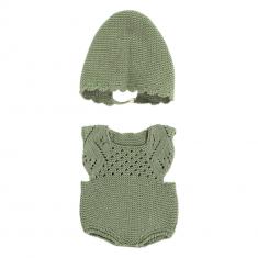 Set of green knitted clothes for 40cm dolls