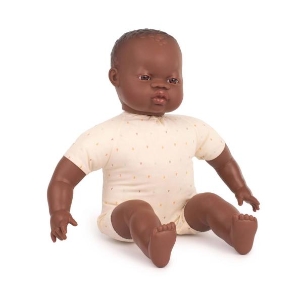 African baby doll with fabric body 40cm - Miniland-8231063