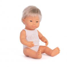 Blonder europäischer Junge mit Down-Syndrom Puppe 38cm