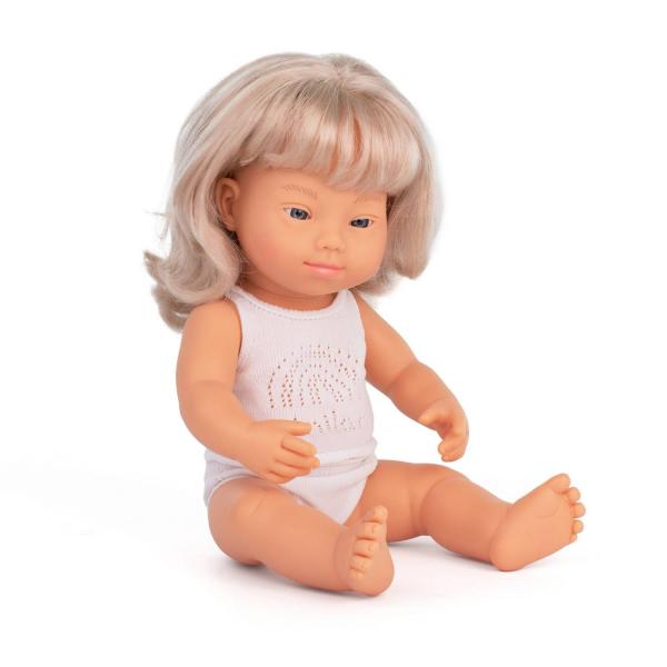 Blonde European girl doll with Down syndrome 38cm - Miniland-8231264